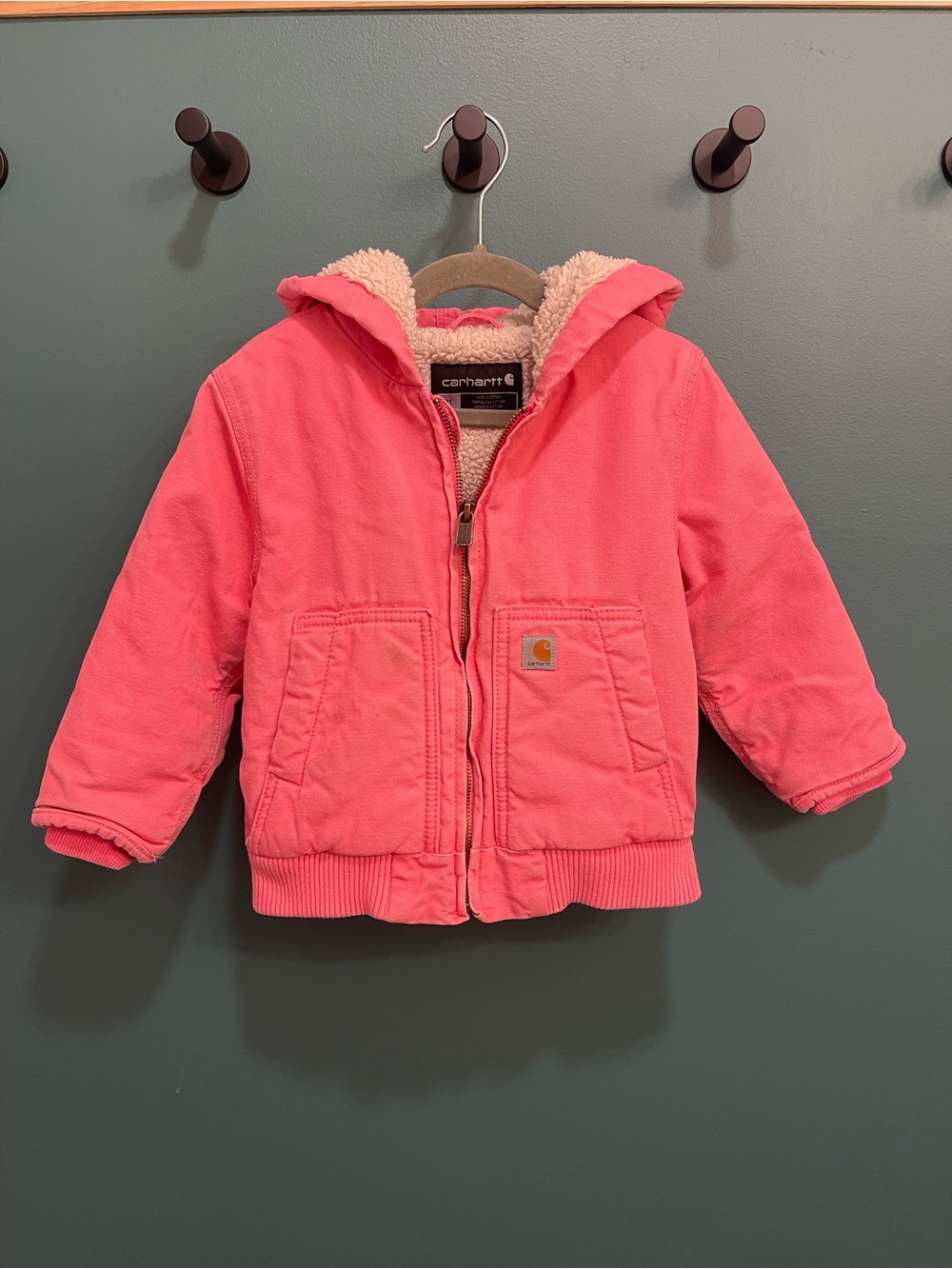 Carhartt Pink Sherpa-Lined Hooded Coat Toddler Girl